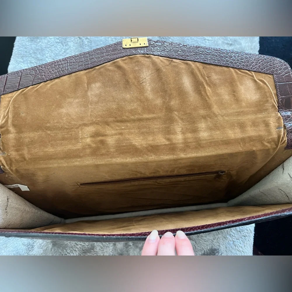 Vintage genuine leather briefcase w/ gold tone hardware